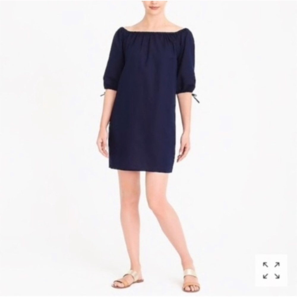 NWT J. Crew Off Shoulder Navy Beach Dress